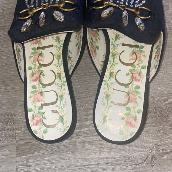 SOLD ❤️ Gucci Black Princetown Velvet Crystals Mules SZ 7 - Picture 5 of 11